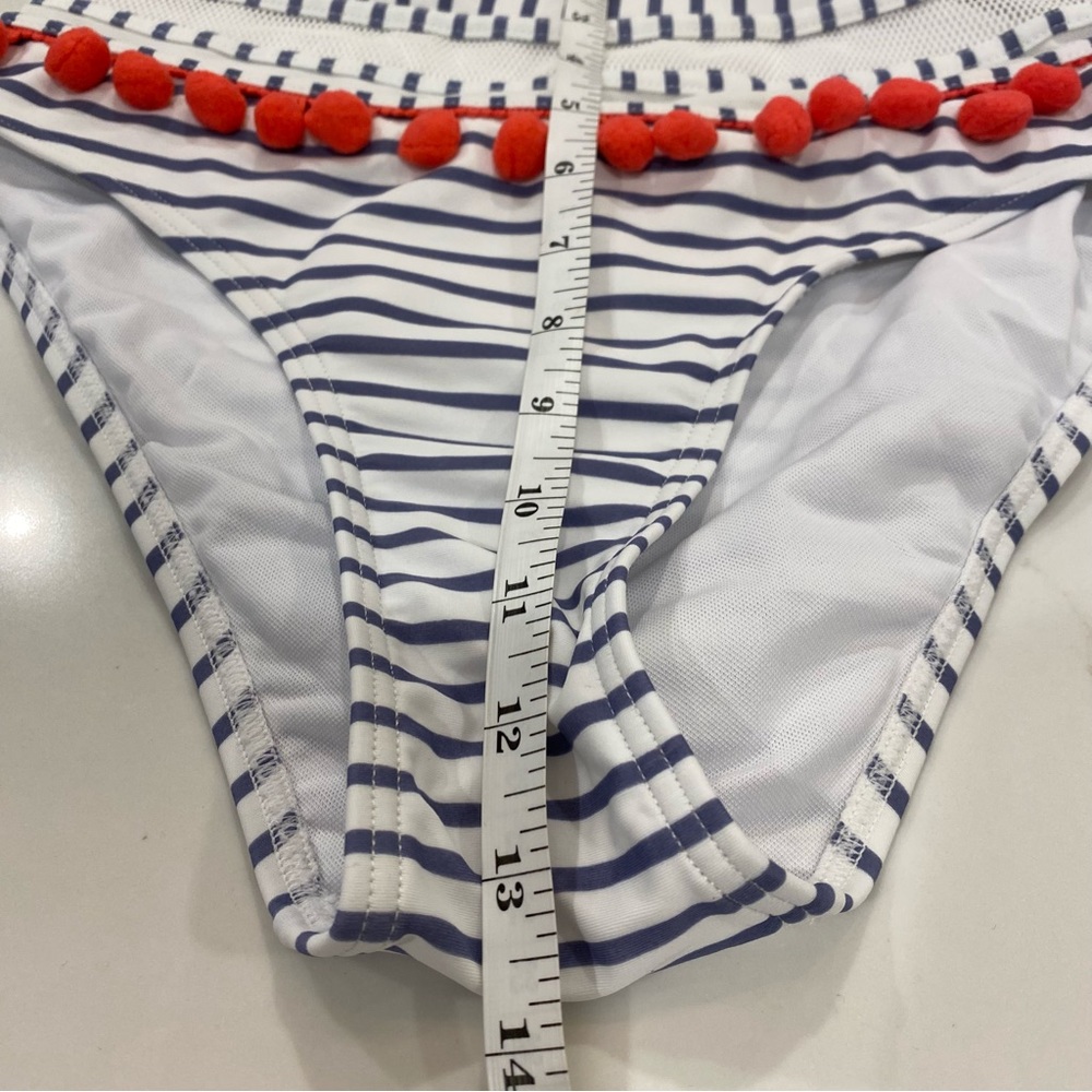 COCOSHIP High Waist Striped Pom Pom Bikini - Picture 8 of 10